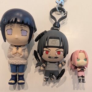 Naruto Chibi Figure & Keychain Bundle - Hinata, Itachi, Sakura